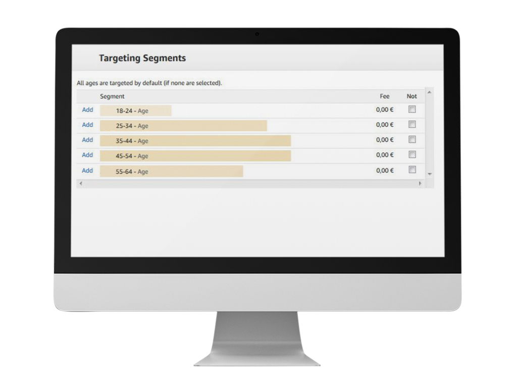 Demographic Segments for Age in the AMazon DSP, target the people you need to adress